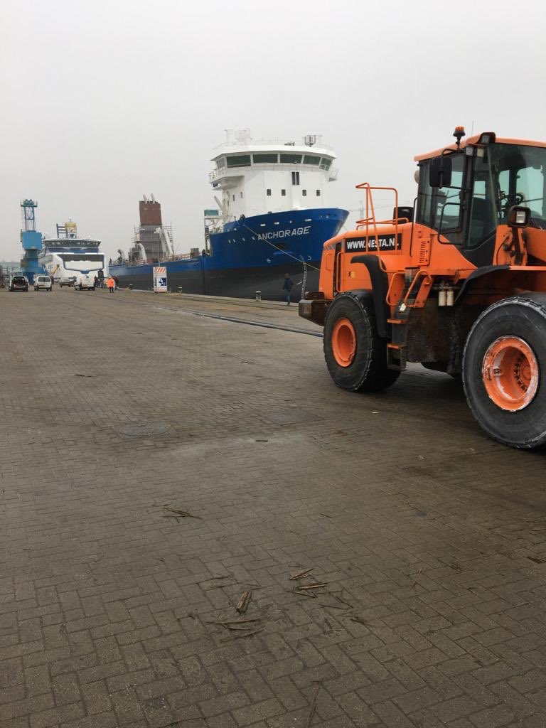 NestaShipping's tweet photo. Prachtig nieuw project! Mv Anchorage is aangekomen en wordt de komende maanden afgebouwd aan de kade. #tbshipyards #harlingen https://t.co/QabbQKtIpK