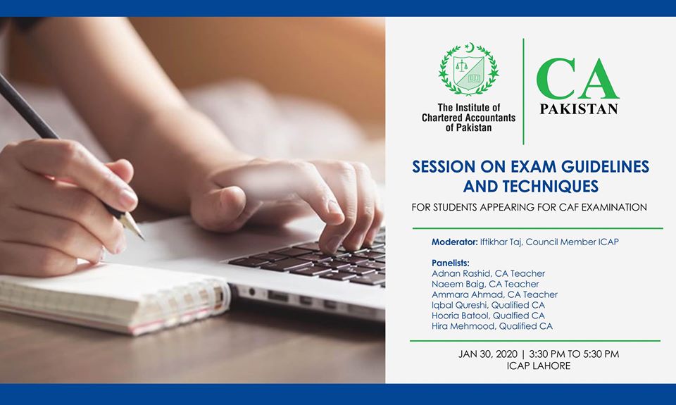 icapofficial's tweet image. The Institute of Chartered Accountants of Pakistan (ICAP) is organizing a session on Exam Guidelines and Techniques for students appearing in CAF examination. 
#ICAP #CA #Examguidelines
For further detail;
icap.org.pk/session-on-exa……/