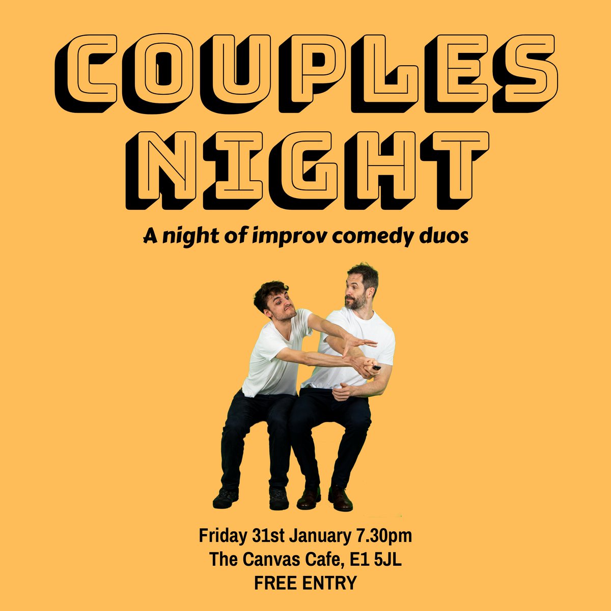 JustFriendsYeah's tweet image. A bunch of Just Friendsters are involved in this on Friday at our spiritual home @TheCanvasCafe. Come along and see some incredible improv duos 🙂🙃 facebook.com/events/s/coupl…