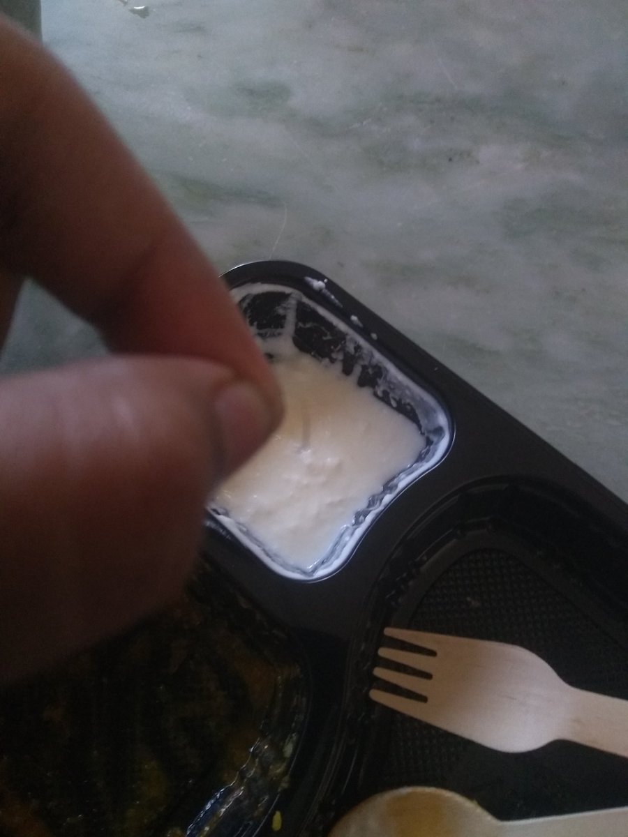 ThePatil13's tweet photo. I ordered Lunchbox via @swiggy_in and found metal string in dahi. When talked with customer executive they give me Rs75 coupon. That string would have been fatal in case swallowed it and your customers life is not valued at Rs 75. That's really disrespectful! https://t.co/F1o6TWQIgn