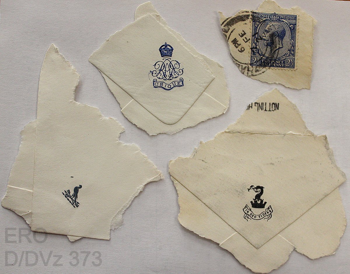 Scraps of old envelopes with stamps and ink seals