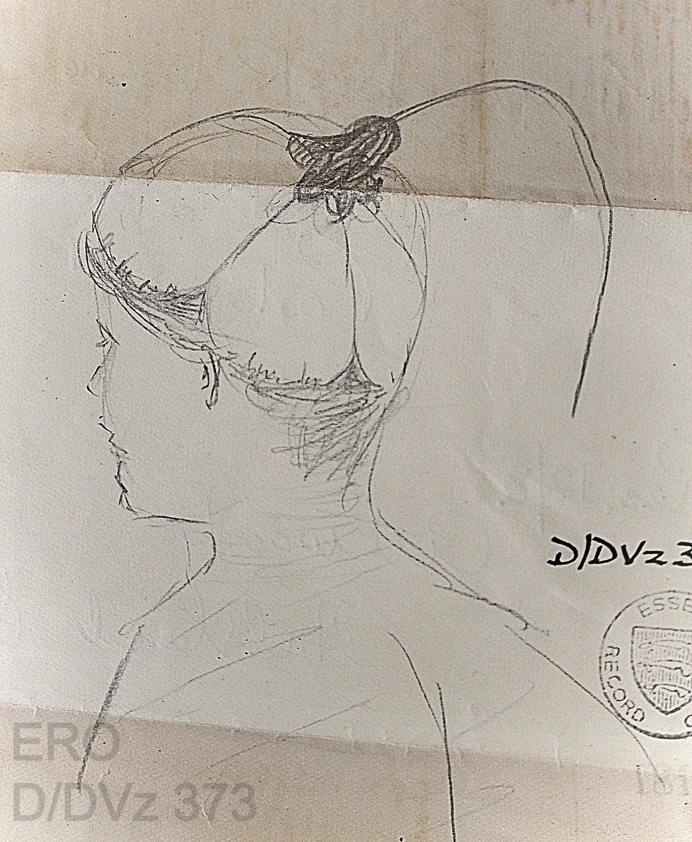 Pencil sketch - outline of person wearing an upside down buttercup as a hat