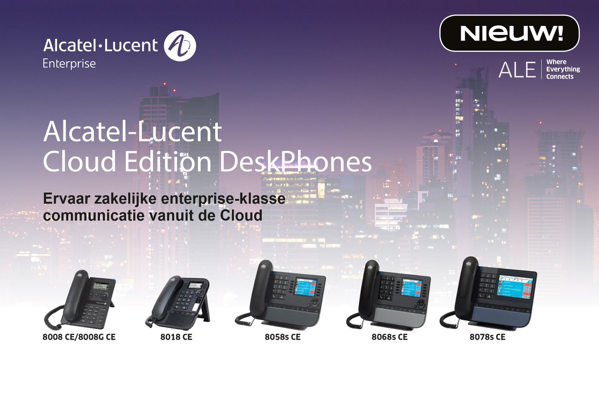 De nieuwe SIP toestellen van Alcatel-Lucent Enterprise zijn nu verkrijgbaar. Toestellen met een sterk design, die zelfs "third party" Clouddiensten ondersteunen.

Neem contact op met ons kantoor of je contactpersoon voor meer informatie.

#FuturaICT #SIP #CEdeskphones #ALE #voice