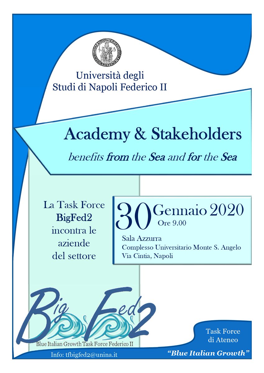AISAMmicroalghe's tweet photo. Con piacere segnaliamo un prossimo evento:
"Academy &amp; Stakeholders benefits from the Sea and for the Sea" che si terrà a Napoli il 30/1/2020.
In allegato i dettagli dell'evento. https://t.co/zFlVAvhlQ9