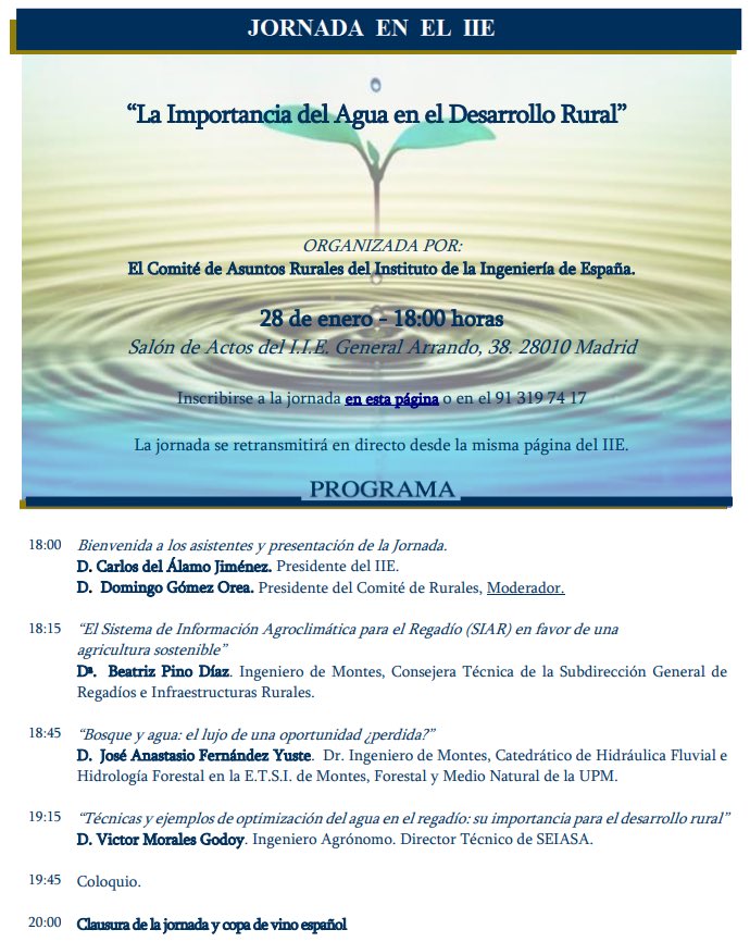 SEIASA_OFICIAL's tweet photo. #BuenosDías empezamos la última semana de enero compartiendo nuestras experiencias en #modernizacionderegadios que asegura el #ahorro de #agua y el futuro de nuestro #mundorural  👩🏻‍🌾Mañana en la jornada “La importancia del Agua en el #desarrorural” @Ingenieria_Esp 👇🏻 https://t.co/AkxZSaSEAe