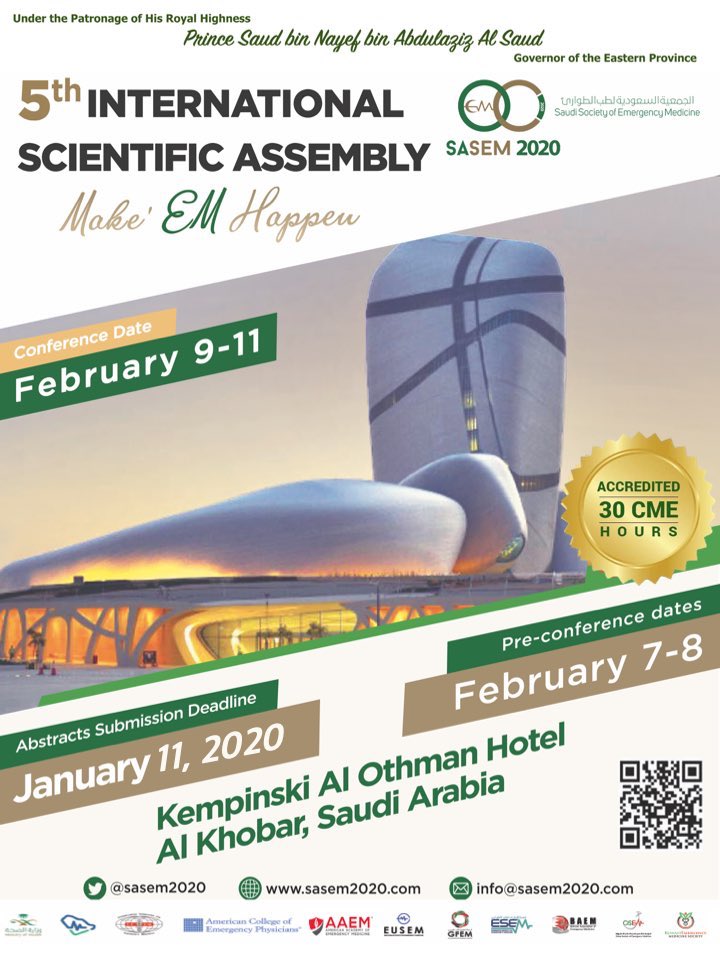 azizalrabiah's tweet image. مؤتمر الجمعية السعودية لطب الطوارىء الخامس في الخبر - المنطقة الشرقية 

٩ فبراير ٢٠٢٠

نتشرف بحضوركم ودعمكم 

@sasem2020 
@SaudiEmergency 
#sasem2021