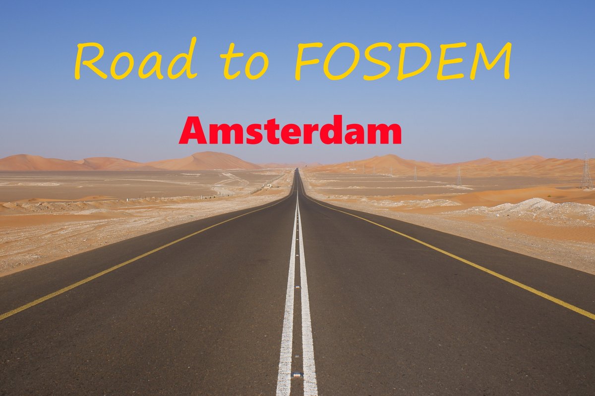 Picture of a desert road, referring to the road to FOSDEM.