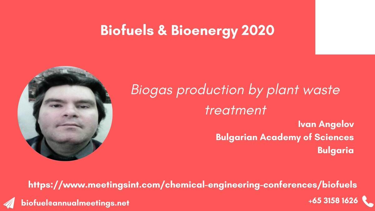 MeetingsInt's tweet photo. Meet our speaker Dr #Ivan_Angelov from Bulgarian Academy of Sciences, Bulgaria at 11th International Conference on Biofuel & Bioenergy during February 19-20, 2020 in Dubai, UAE
#Biofuels_Conference #Bioenergy_Conference #Dubai
For more details,
Phone/WhatsApp: +65 3158 1626 https://t.co/fY5OsjK2WQ