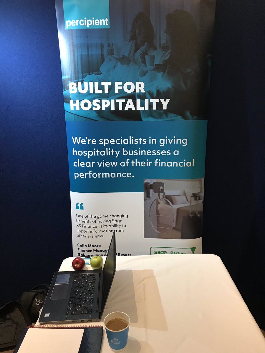 LaurieStanwick's tweet photo. Start the week as you mean to go on. All set up ready for the #Htiforum in The City discussing how we help finance professionals in #hospitality @percipient_info https://t.co/uN3NqpquCg