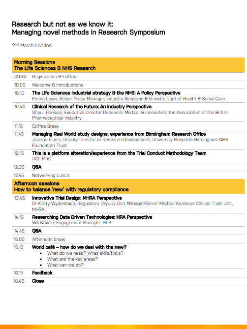 TheRDForum's tweet image. Join colleagues & brilliant speakers on 2nd March, London. How do we best manage complex study designs/research we are less familiar with so we can make innovations available? Plus time out to plan #sectordeal #adaptivedesigns #datadriventech Book here: rdforum.nhs.uk/content/nhs-rd…