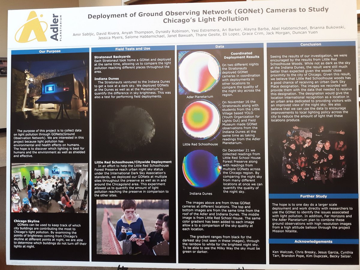 JenniferYuen1's tweet photo. Congratulations to @AdlerPlanet's @adlerteens #Stratonauts on their successful "Pop-up" talks (like a poster session) about their research on #lightpollution last Saturday!
@SavingOurStars, @Lunarheritage, @howelljms, @StBrianAerial https://t.co/3xBPFnSkje