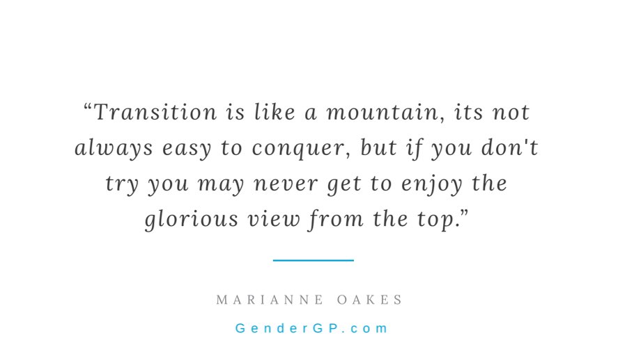 GenderGP's tweet photo. “Transition is like a mountain, its not always easy to conquer, but if you don't try you may never get to enjoy the glorious view from the top.” - @OakesMarianne
#MondayMotivation #TransInspiration https://t.co/cTietwG1ku