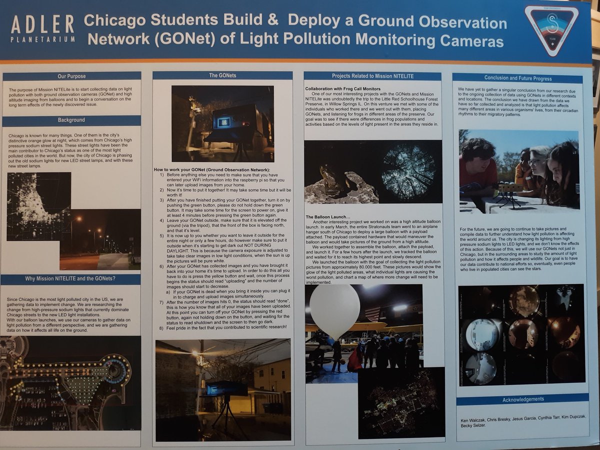 JenniferYuen1's tweet photo. Congratulations to @AdlerPlanet's @adlerteens #Stratonauts on their successful "Pop-up" talks (like a poster session) about their research on #lightpollution last Saturday!
@SavingOurStars, @Lunarheritage, @howelljms, @StBrianAerial https://t.co/3xBPFnSkje