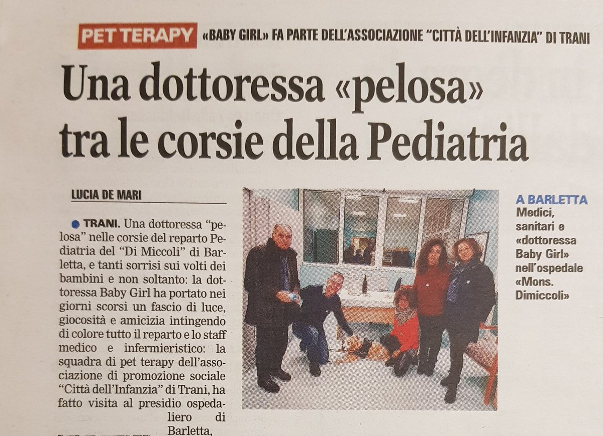 GaetPatrizia's tweet photo. #pettherapy #cittadellinfanzia  #DogtorBabyGirl #CentroOrme #pettherapyinPedriatria https://t.co/og1PAym4zC