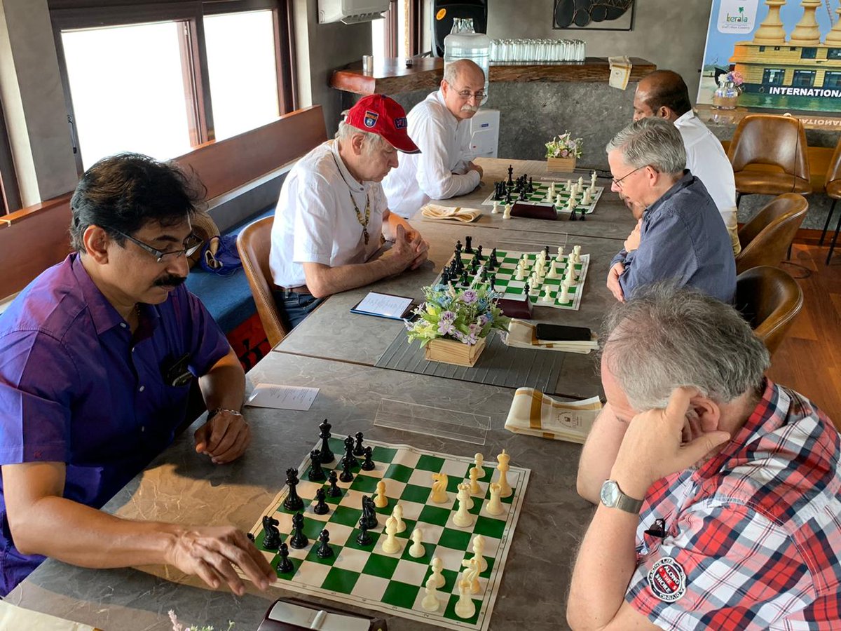 ChessHouseBoat's tweet photo. We have a glittering start to the first edition of #ChessHouseBoat. @KeralaTourism @nigelshortchess https://t.co/YXSocX8igB