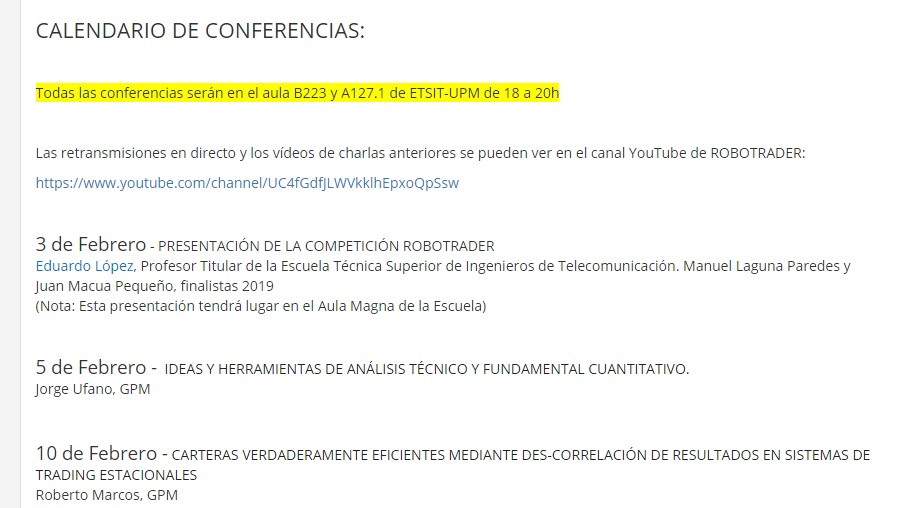 rupertacho's tweet photo. Ya tenemos el listado de conferencias de @ROBOTRADERworld 2020
https://t.co/I4miF6Hxyc
El 3 de Febrero nos vemos en la Presentación https://t.co/MFZx1Oftay