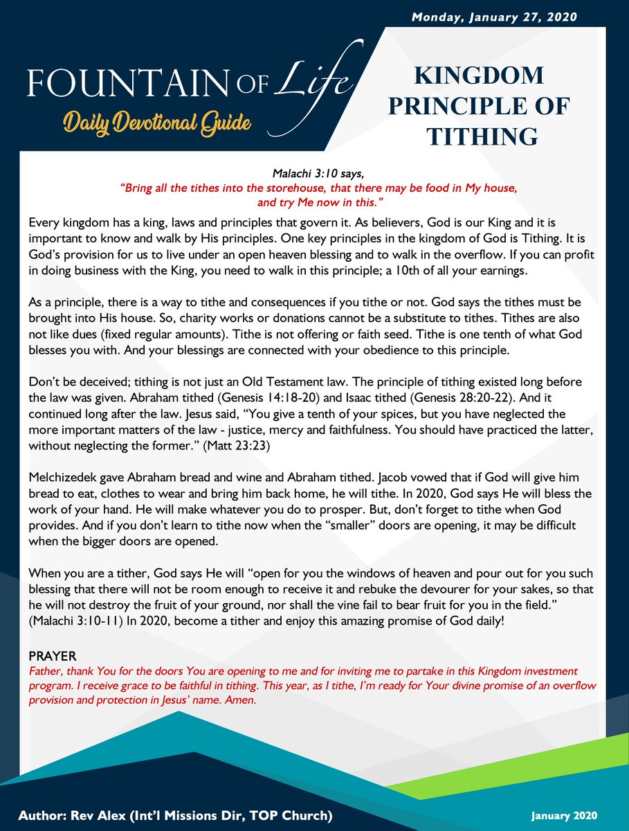 TOP_PSanctuary's tweet photo. Fountain of Life: "KINGDOM PRINCIPLE OF TITHING" https://t.co/l63yFhMFmn