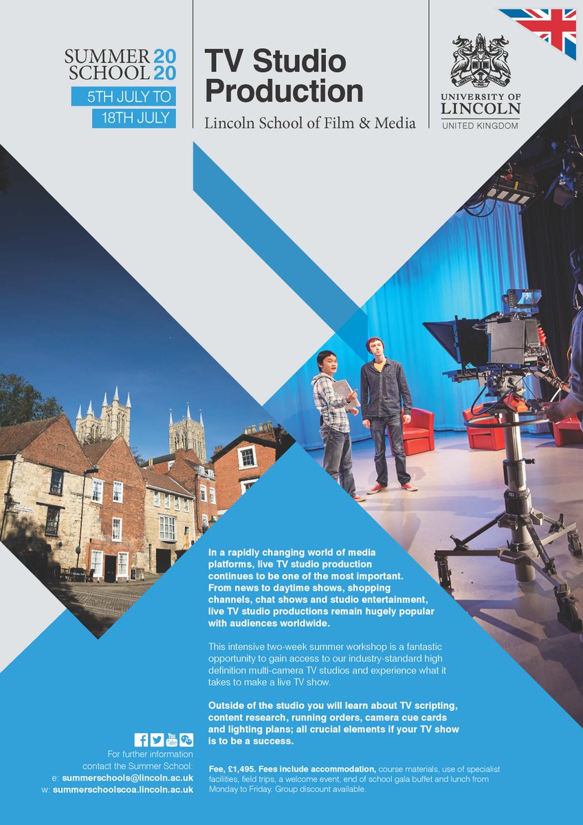 The second of our Summer Schools 2020 to be announced is LIVE TV Studio Production!
Want to study with us from 5th July - 18th July 2020?
for more info👉👉bit.ly/37vqlxx