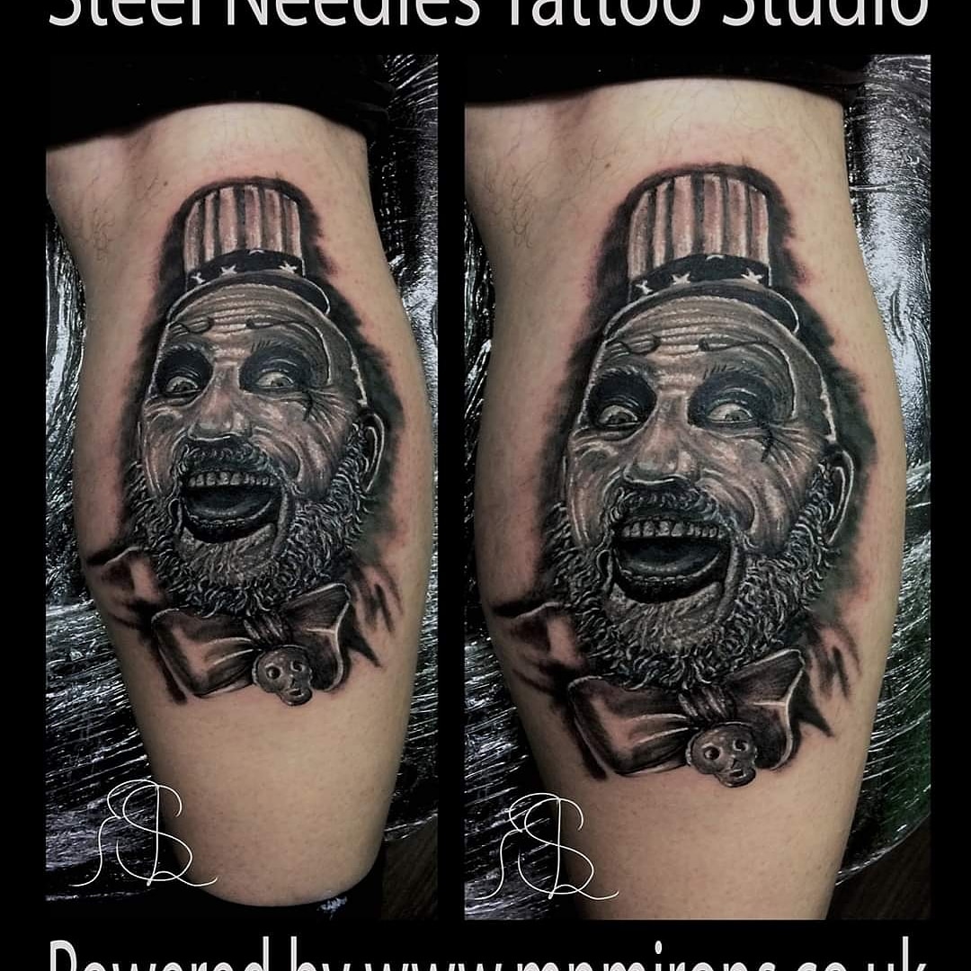 BADGERFESTIVAL's tweet photo. New Tattoo
#captainspaulding #horror #horrormovies #horrortattoo #tattoo #tattoos #blackandwhite #needles #tattoopain #nopainnogain #sidhaig #houseof1000corpses #robzombie https://t.co/zKxHGKcCqi