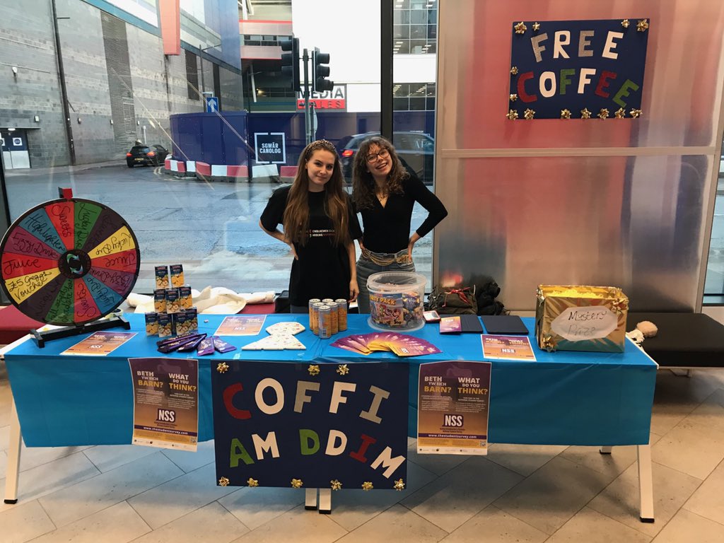 LTAcademyCU's tweet photo. National Student Survey is officially open for @cardiffuni final year undergraduate students! Complete the survey and you will get a voucher for hot drink! Today we are in @CardiffJomec until 3pm! Come and say Shwmae🤓 to our amazing #StudentChampions You can even #SpinTheWheel https://t.co/OWslYgdQjD