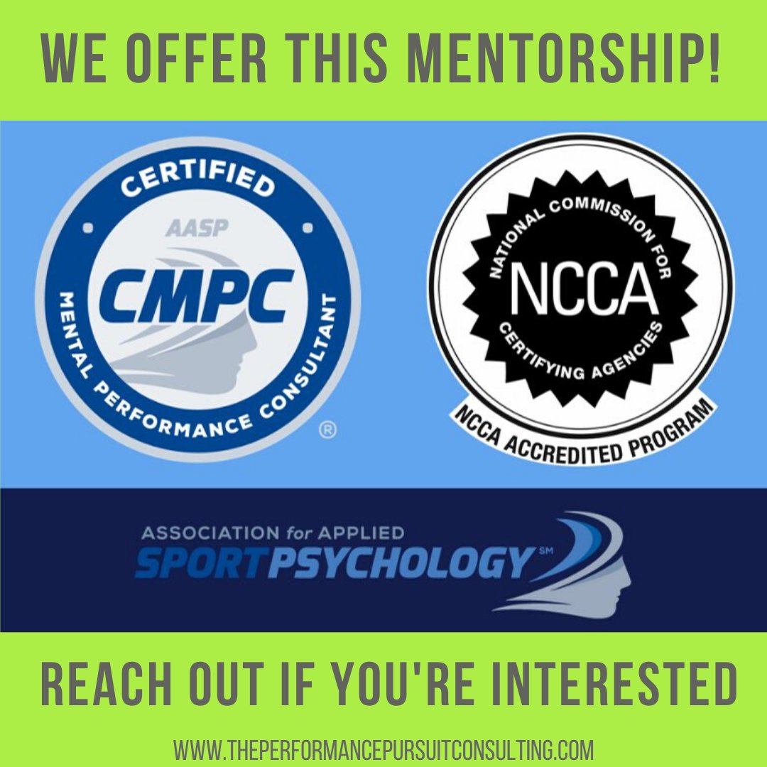 TPPursuit's tweet photo. At the Performance Pursuit, all of our consultants are CMPC certified.  We are excited to announce that this certification has now been officially accredited by the NCCA.  Reach to https://t.co/zoyTWhfHah if you're interested about mentorship!   #sportpsychology #mentorship https://t.co/faFEdvaL3i