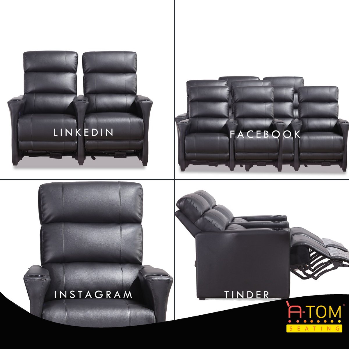 Atom Seating On Twitter You Know What We Mean Atomseating Recliners Inclinetorecline Facebook Linkedin Instagram Tinder Usa Comfort Cinemaseats Cinemaequipments Cinema Theatreseating Movies Seats Luxuryseats Luxury