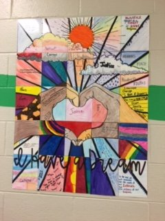 MrsRMichaud's tweet photo. Students in Mrs. Michaud and Mrs. Hankins' ETH group collaborated on a poster to celebrate the life of Civil Rights Leader Martin Luther King., Jr. on his birthday, January 15th. @cpmiddle @BCSDTechTeam @dstrickl1  #squireinspire #bcsdinnovates https://t.co/eG9CCynYM7