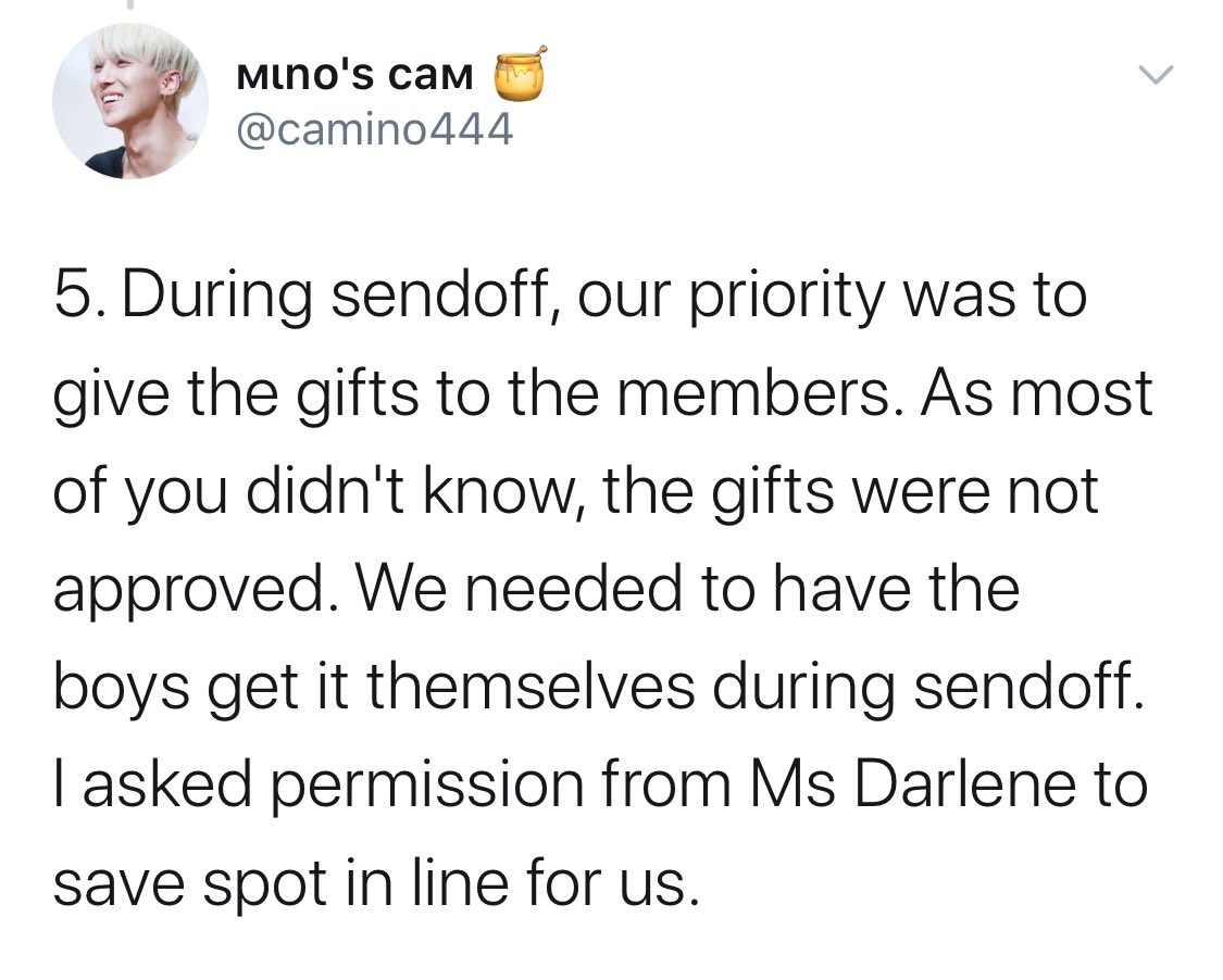 jlolovesbigbang's tweet photo. @camino444 During send off, you did not prioritize giving gifts to the members. Coz if you did, then you wouldn't pay people to line up for you in the first place. You would be there, waiting in the second floor with the people who brought the gifts. But you didn't right? https://t.co/8Loixd7ESS