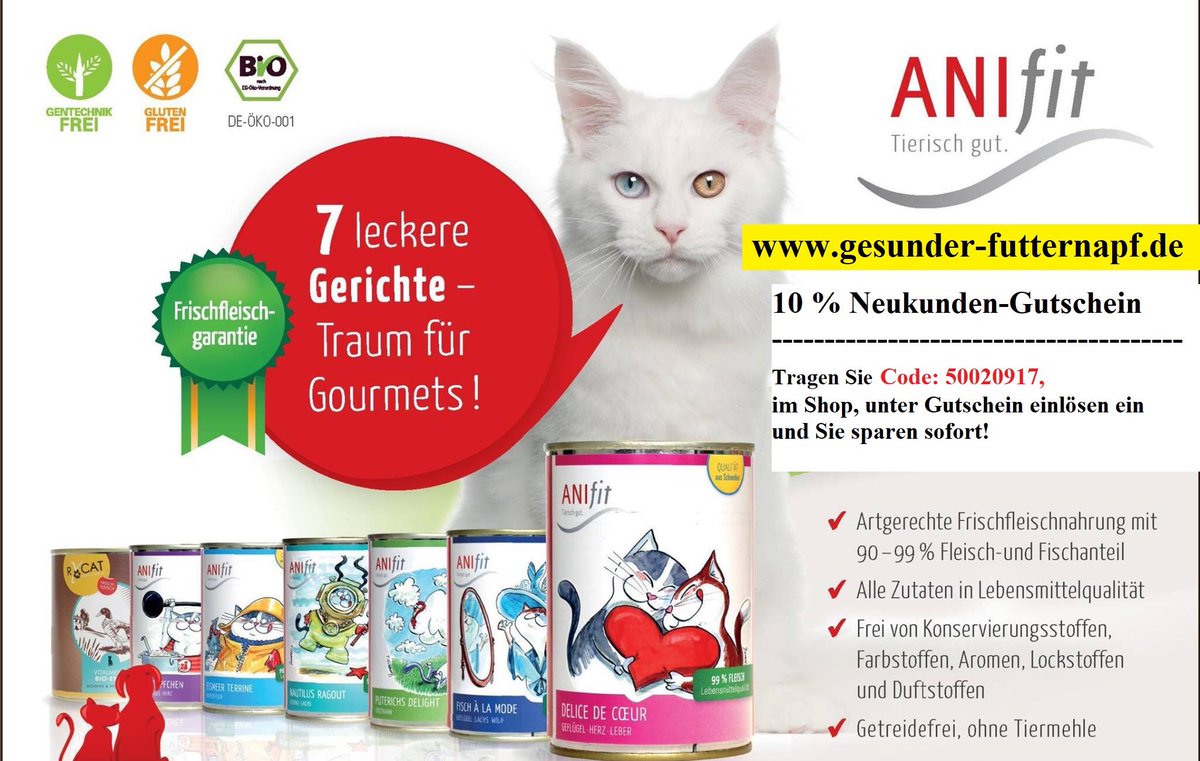 Elke___Wagner's tweet photo. #Anifit #Tierisch #Gesund
#Artgerecht #füttern ohne chemische Zusätze #hoher #Fleischanteil für #Hunde &amp; #Katzen https://t.co/vjmtNrYFO2