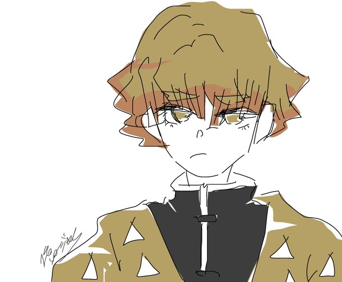 塩ジャケさんがTwitterに投稿した我妻善逸(鬼滅の刃)のイラスト。