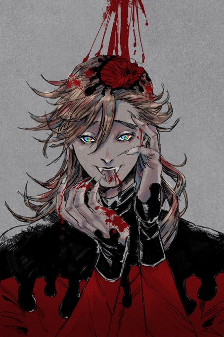 hosoさんがTwitterに投稿した童磨(鬼滅の刃)のイラスト。