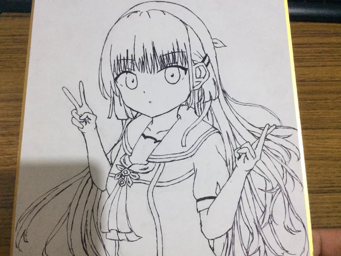 色紙の本番の線画はこんな感じです!
眠いので寝ます! 