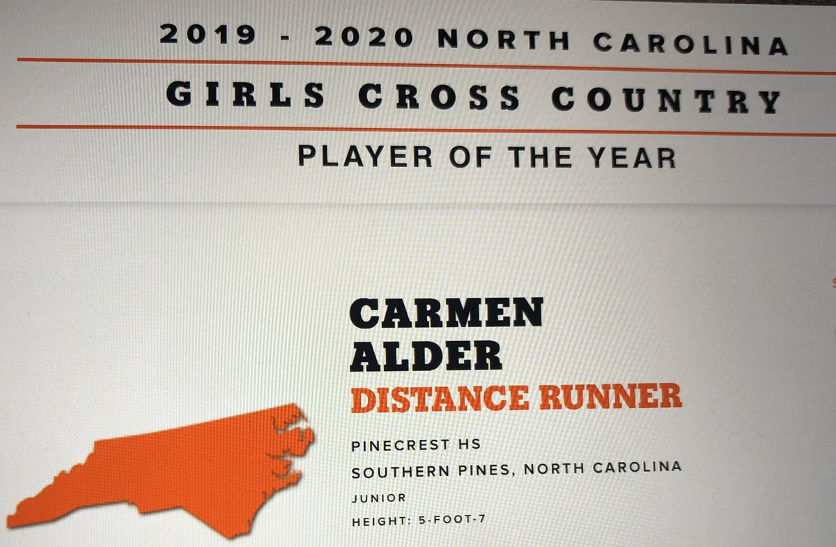 xc_field's tweet photo. Congratulations Pinecrest Patriot Carmen Alder! Well deserved! https://t.co/JHqvemyapF