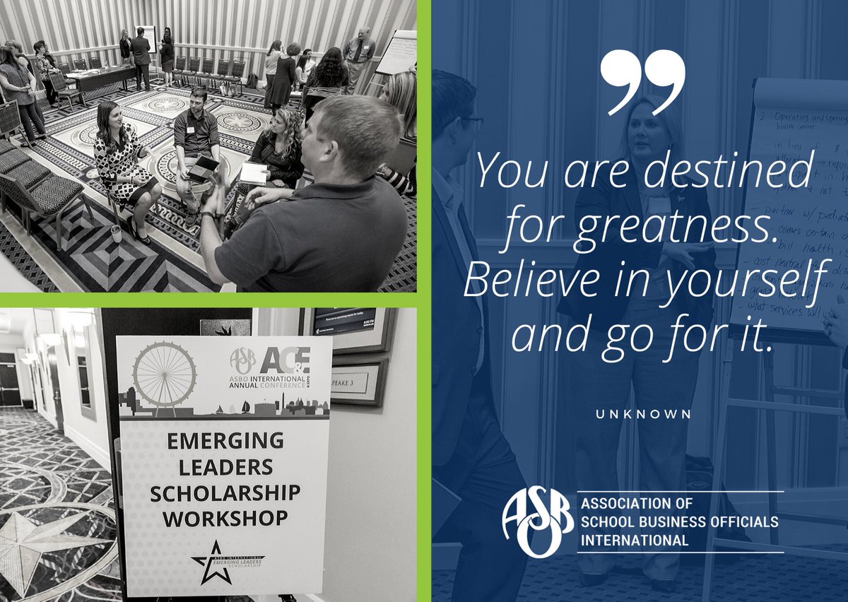 ASBOIntl's tweet photo. Ready to take the next step in your career as a #schoolbusiness official? The Emerging Leaders Scholarship supports 18 rising professionals with 5 or fewer years in school business.
#MotivationMonday #ASBOScholarship #ProfessionalDevelopment #ASBOACE20
https://t.co/hft0BCLGLd https://t.co/U7BAH6NRfF