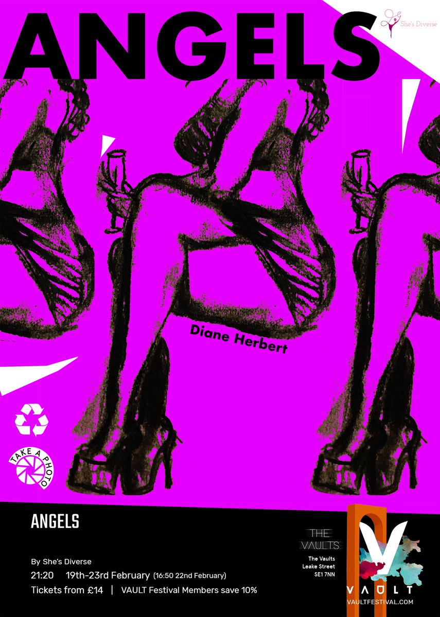ANGELS_theplay's tweet photo. #VAULTFestival kicks off tomorrow! Weβre just gonna drop this here
ANGELS brought to you by @ShesDiverse, directed by @BeverlyAAndrews
WEEK 4 19-23 FEB
Poster design by Katharine Davies Herbst
π @StagedoorLDN or https://t.co/f4LsKeOmm8
@TheatreBlogRT @StagingChange #strpper https://t.co/8wfzvQfc3s