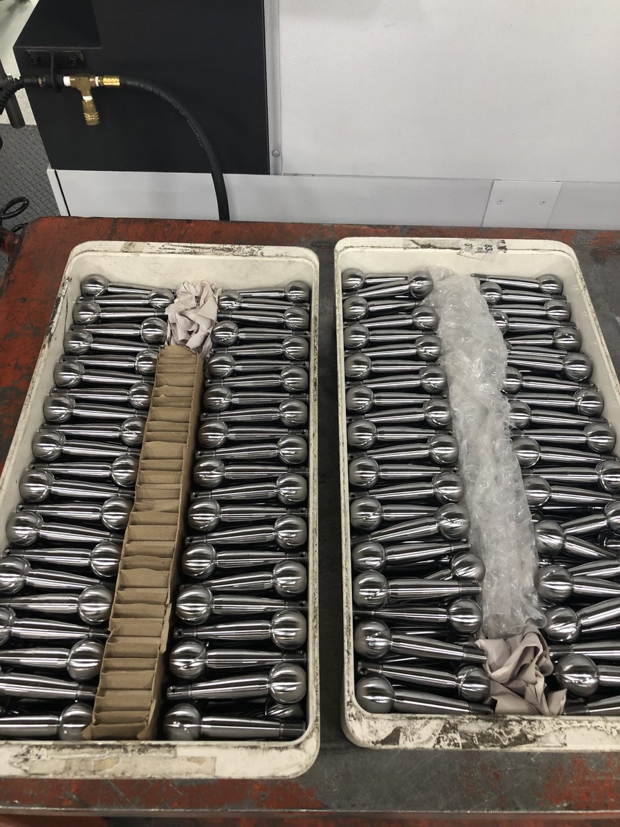 SpeedwayMotors's tweet photo. Ball joints getting ready to go out for heat treatment. #MachineShopMonday #MadeInAmerica https://t.co/ChxyP3aNmC