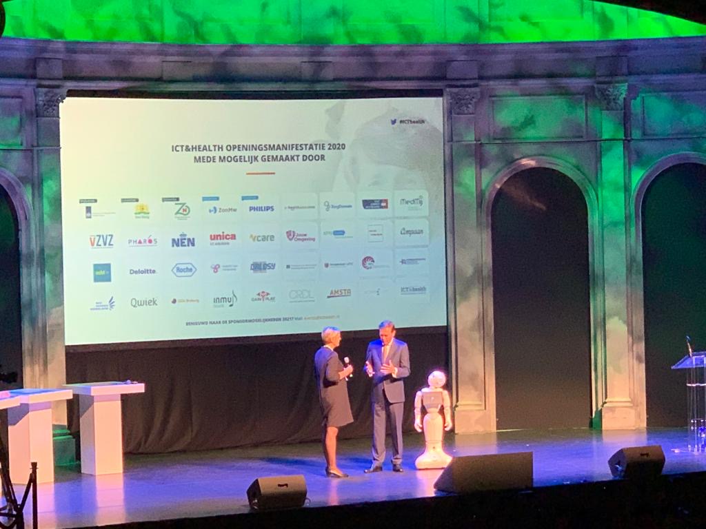 De ICT&amp;Health Openingsmanifestatie 2020 is geopend door VWS-minister Bruins en Sylvia Veereschild van #MedMij. #icthealth2020