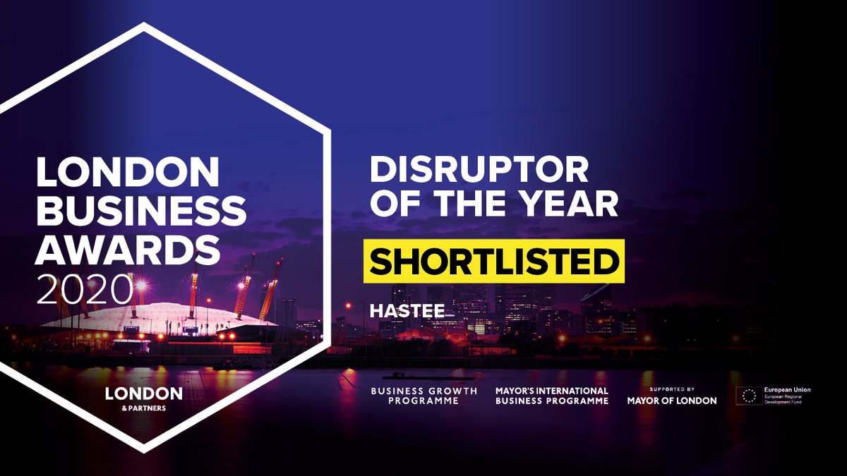 wearehastee's tweet photo. We are so excited to have been shortlisted in the Disruptor of the Year category at the #LondonBusinessAwards #BeHastee @businesslondon ๐ https://t.co/EEK5ODlbNL