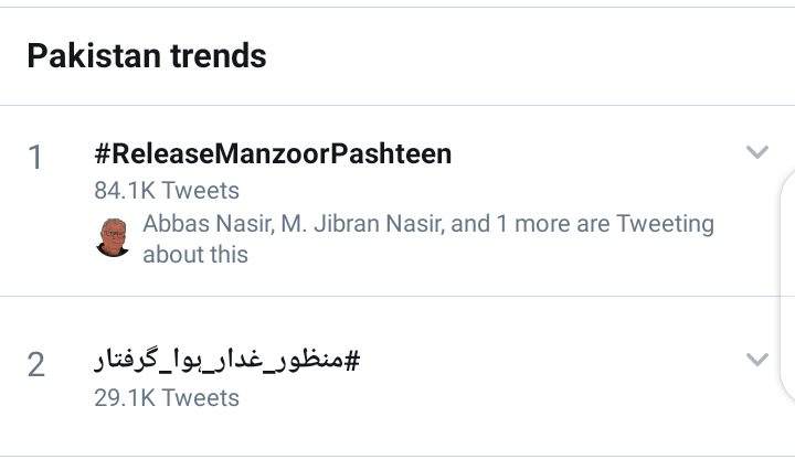 MusaKhanTuri's tweet photo. #RIPMamba #RIPBamba ๐๐
84.1k VS 29.1k
#ReleaseManzoorPashteen https://t.co/z0eMekbatv