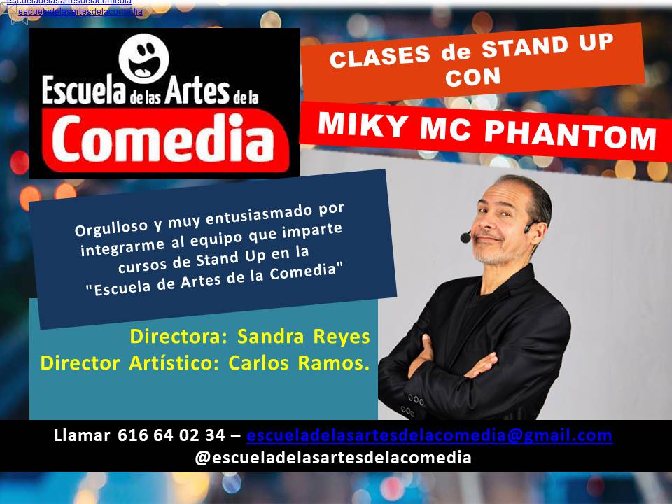 MikyMcPhantom's tweet photo. OFICIALMENTE ABIERTA LA INSCRIPCIÓN PARA MIS CURSOS DE
STAND UP EN MADRID! 🎙🤩😎
#learnstandup #cursodestandup #cursodecomedia #escueladecomedia https://t.co/VuGSP3C7bG