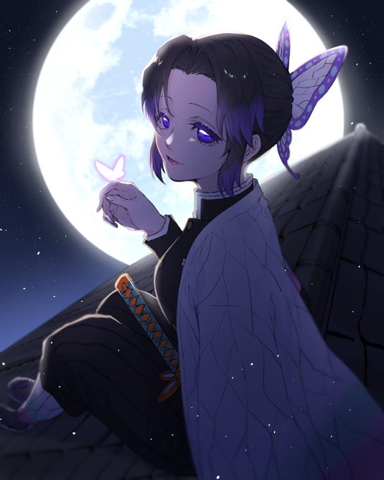 よさんがTwitterに投稿した胡蝶しのぶ(鬼滅の刃)のイラスト。