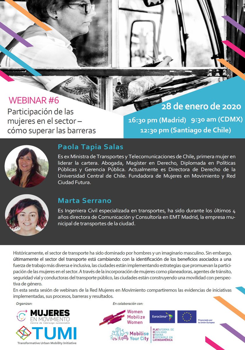 womeninmotion (@womeninmotion_) on Twitter photo Históricamente el sector transporte ha sido dominado por hombres y un imaginario masculino. En el webinar #6 <a href="/PaolaTapiaSalas/">Paola Tapia Salas</a> y <a href="/Marta_Serrano/">🏳️🌈🏳️⚧️🚌 Marta Serrano 💚</a> contarán cómo esto está cambiando a una fuerza de trabajo más diversa e inclusiva. Inscríbete 👉 bit.ly/36E80ho #WomenMobilize Históricamente el sector transporte ha sido dominado por hombres y un imaginario masculino. En el webinar #6 <a href="/PaolaTapiaSalas/">Paola Tapia Salas</a> y <a href="/Marta_Serrano/">🏳️🌈🏳️⚧️🚌 Marta Serrano 💚</a> contarán cómo esto está cambiando a una fuerza de trabajo más diversa e inclusiva. Inscríbete 👉 bit.ly/36E80ho #WomenMobilize