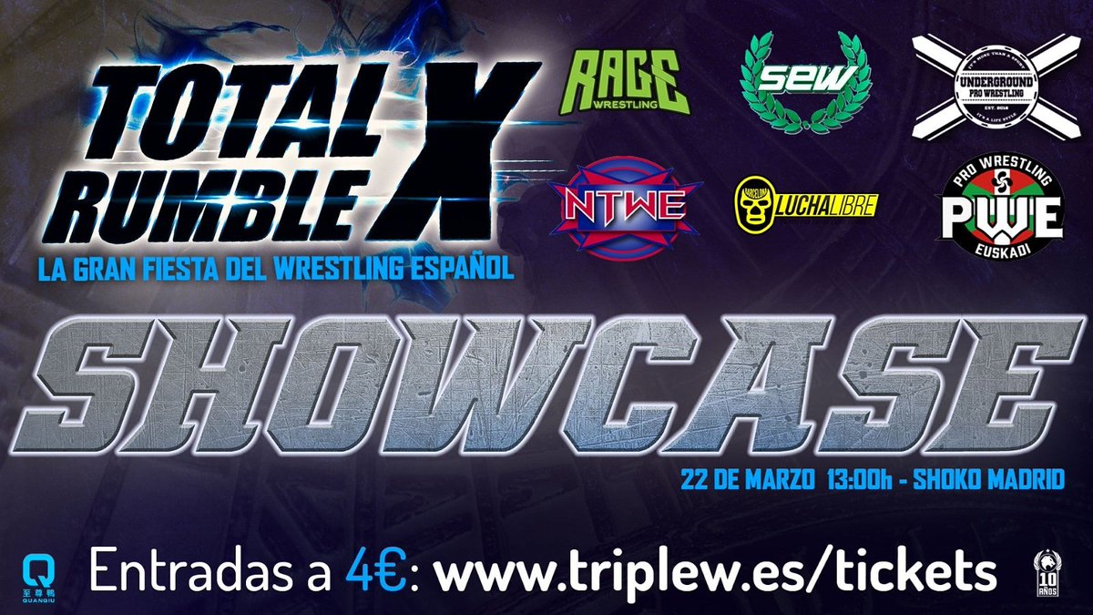 NtweCadiz's tweet photo. ¡LA NTWE VUELVE A MADRID!
Como ya anunciara @La_tripleW en su show Todo o Nada,
#LaFiestaDelWrestlingEspañol tendrá lugar el próximo 22 de marzo en Total Rumble X
Compra tus entradas y no te pierdas ésta cita inolvidable. ¡Nos vemos en Total Rumble X!
#rumble #WeAreNTWE https://t.co/41eRMhAoxs