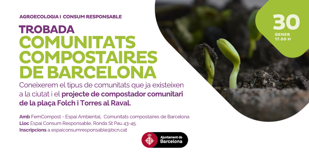 agendaESScat's tweet photo. RT @EspaiAmbiental: #AgendaESS #FemCompost #EmergènciaClimàticaBCN
🍎Vine a la trobada de Comunitats Compostaires de Barcelona. Visibilitzem a aquesta pràctica en l'autogestió de residus!
👆30 de gener a 17h a l'Espai Consum Responsable (Rda. Sant P… https://t.co/Nb9yjhI7Oa