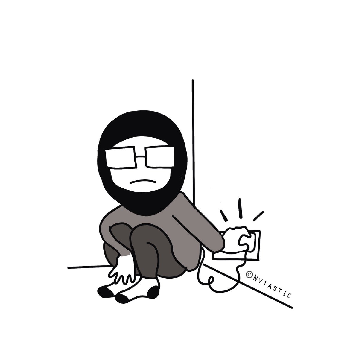 Nytastic's tweet photo. “Charging”
.
.
. 
#charging #ineedtocharge #battery #socialstuff #art #art #illustration #procreate #drawing #draw #drawingoftheday #doodle #cute #kawaii #fun #nytastic https://t.co/FT6b4cBqhe