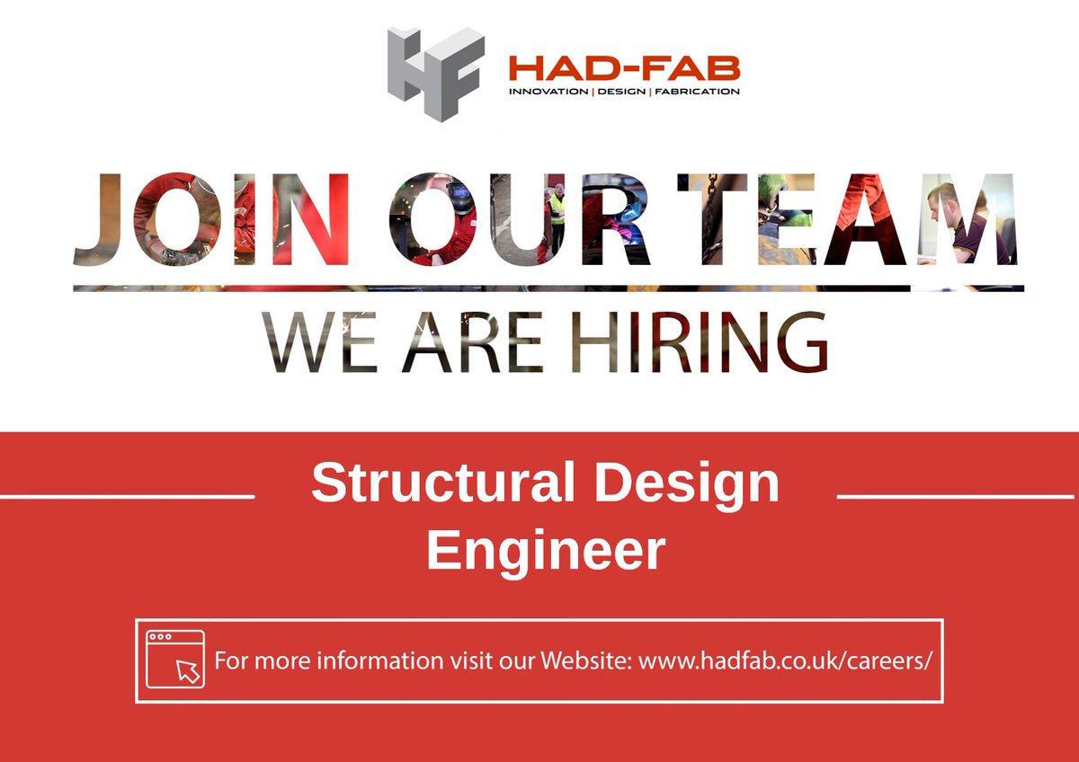 HadFabLtd_'s tweet photo. We have an exciting opportunity for a Structural Design Engineer to join Had Fab's design team to develop structural design packages and to support the successful and timely delivery of structural fabrication packages. 

https://t.co/R1cGjuAvPu

#wearehiring #design #hadfab https://t.co/V60nqnepRL