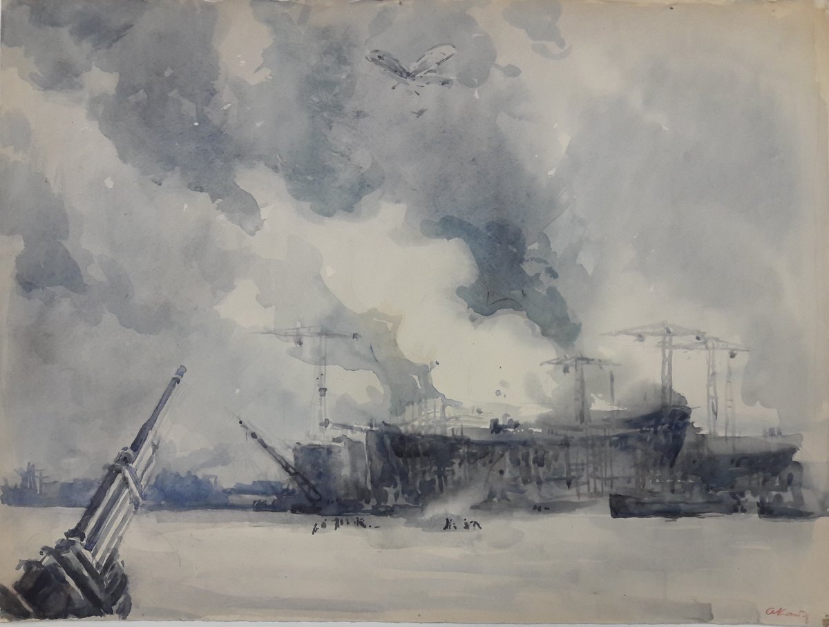 27 января отмечается День воинской славы России – День полного освобождения Ленинграда от фашистской блокады (1944).

Изображения:
Каплун А.В. Выстрел по врагу. У завода Марти. Бумага, акварель, гуашь.