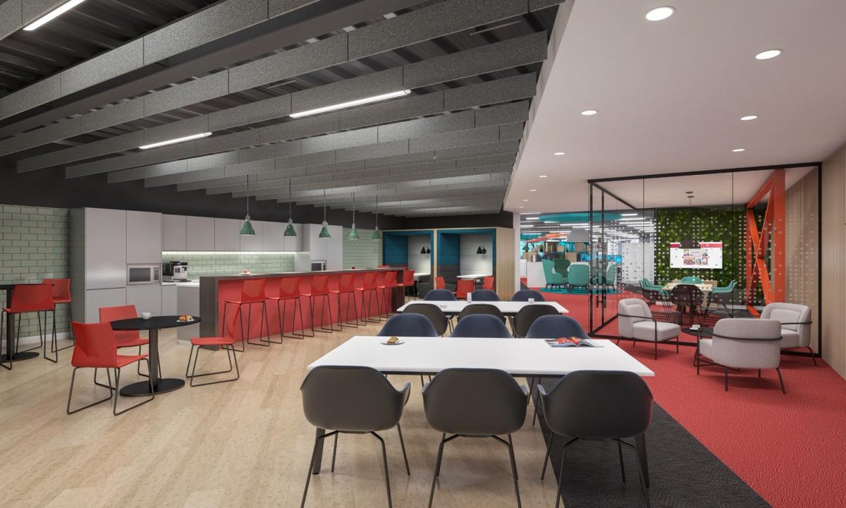 HabitAction's tweet photo. Here's a sneak peak of a current office fit out project, led by our Head of Creative Michelle Carr.

Delivering on effective use of space, coordinated colour schemes to remain on brand, and a modern spacious areas for teams to work, engage, and collaborate.

#OfficeFitOut https://t.co/Sz8ZAZWWBI