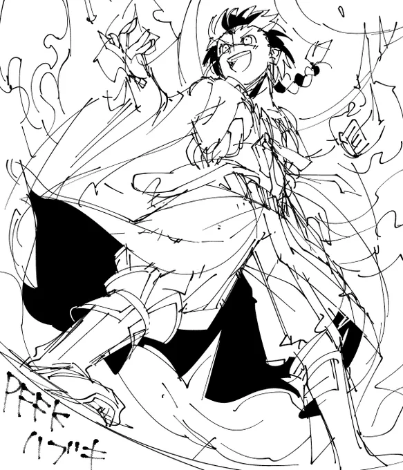 思い立ってハブキキャラシ構図を今の力で描いてみるのだ 