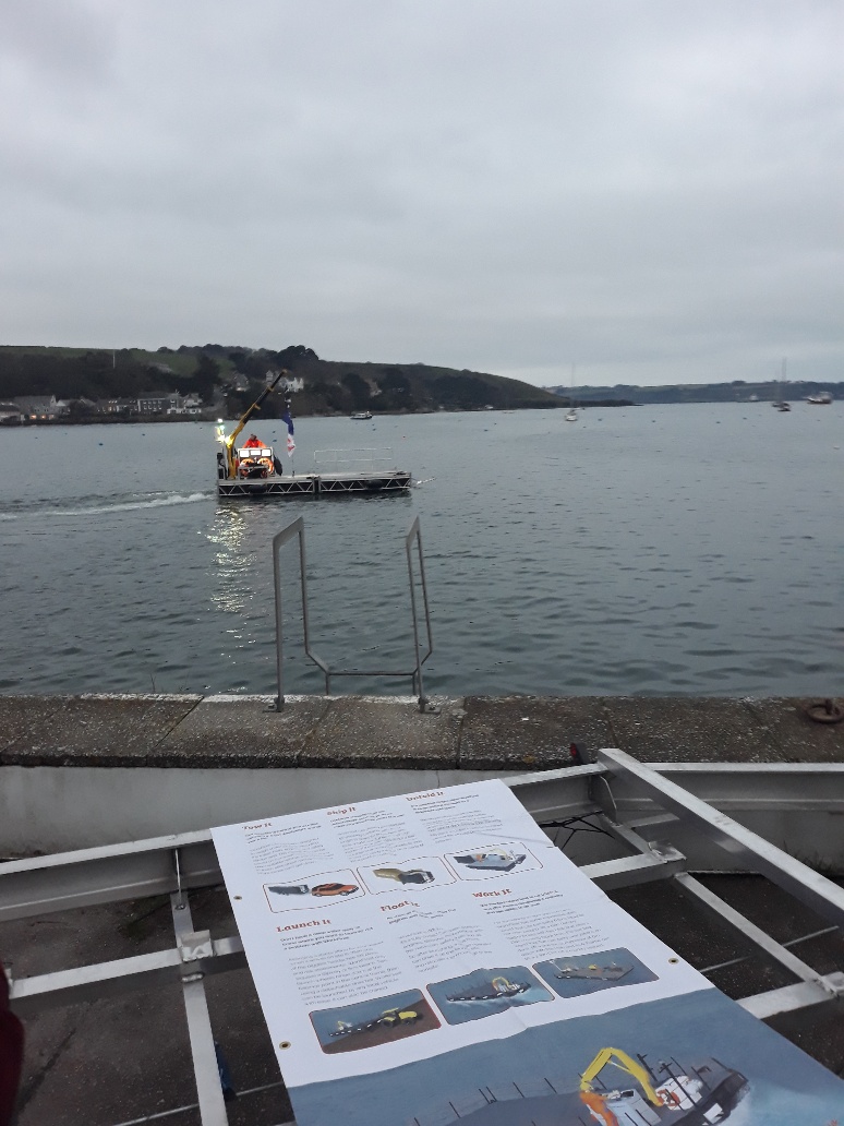 propelcornwall's tweet image. Great to celebrate the launch @WorkFloat on Friday with supporters and friends of the project incluidng @timlight @marinei_feed @3WhiteHats See the  innovative folding workboat at a UK harbour near you this February. workfloat.co.uk/demo/
